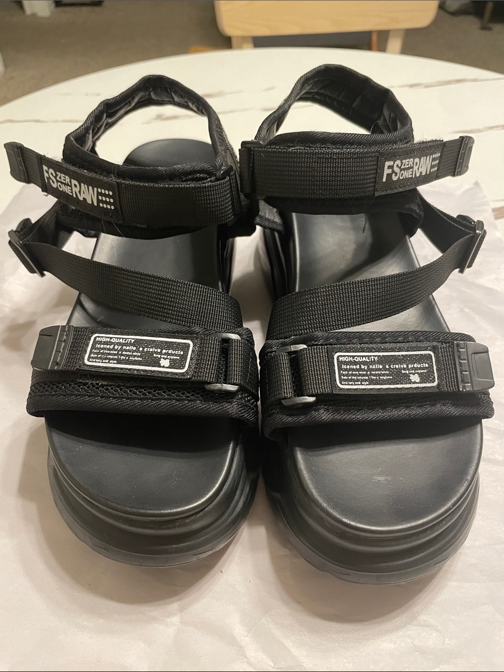 Black Strappy Platform Sport Sandals